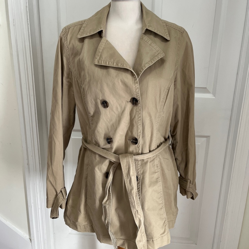 Sonoma  Lifestyle Double Breasted Tan Long Sleeve Collar Jacket with belt